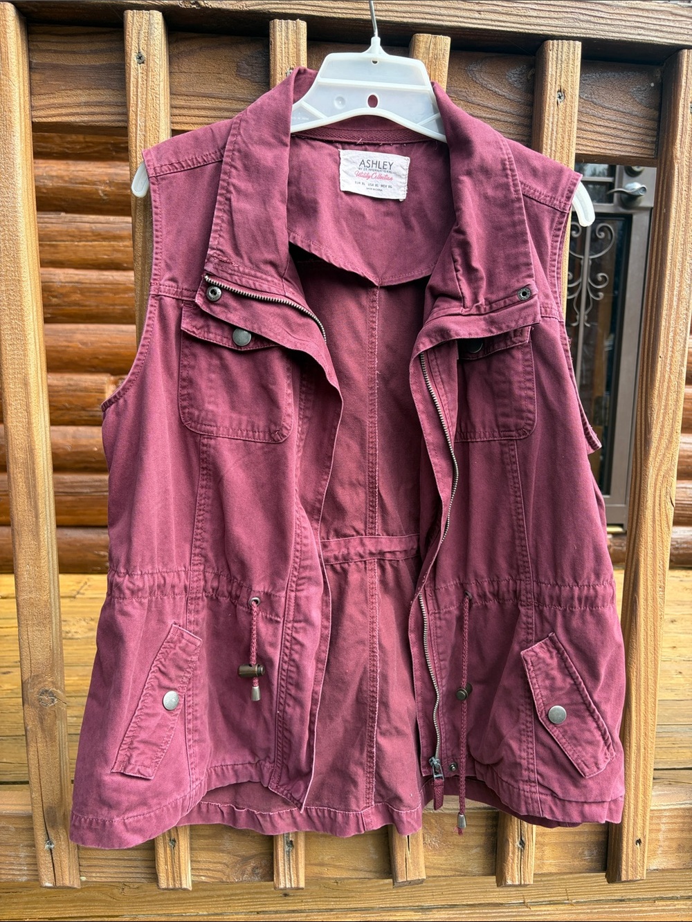 Ladies khaki vest - Ashley By 26 International Mauve Utility Drawstring